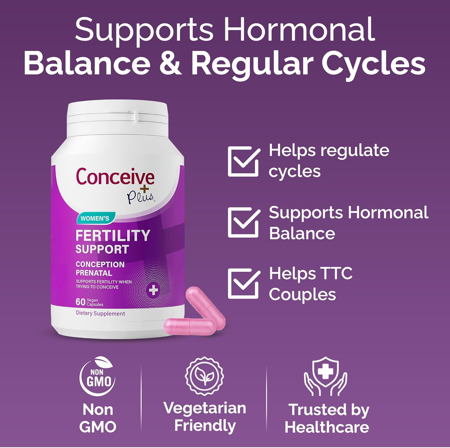 PLU Women' Fertilit Support Prenata Multivitami fo Tryin t Ge Pregnant Conceptio Blend Hormona Balance Folate Zinc Thiamin Riboflavin Biotin Non-GMO Vegan 3 Days