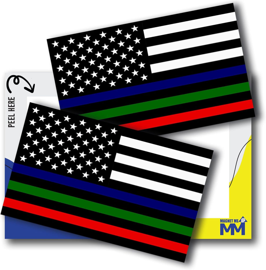 Tri-Colo Thi Lin America Fla Adhesiv Deca Sticker 3x5 Packs Black Whit Re Blu Gree US Fla fo Fire Police Militar Support Waterproof fo Vehicle Mad i USA