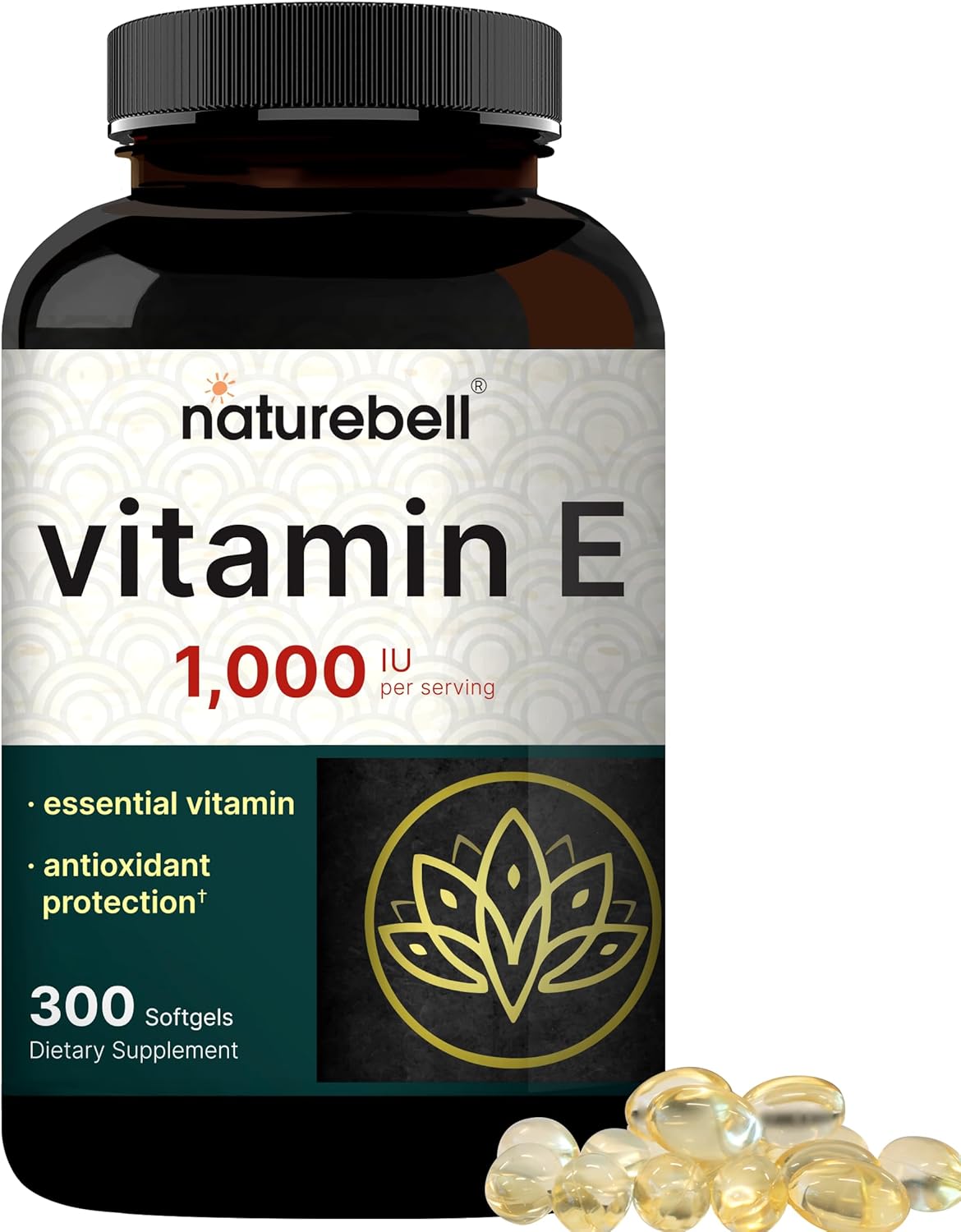 NatureBel Vitami Oi Softgels 1,00 I Pe Serving 30 Pill Essentia Antioxidan Supplements Easil Absorbe For Support Skin Heart Immun Healt Non-GMO