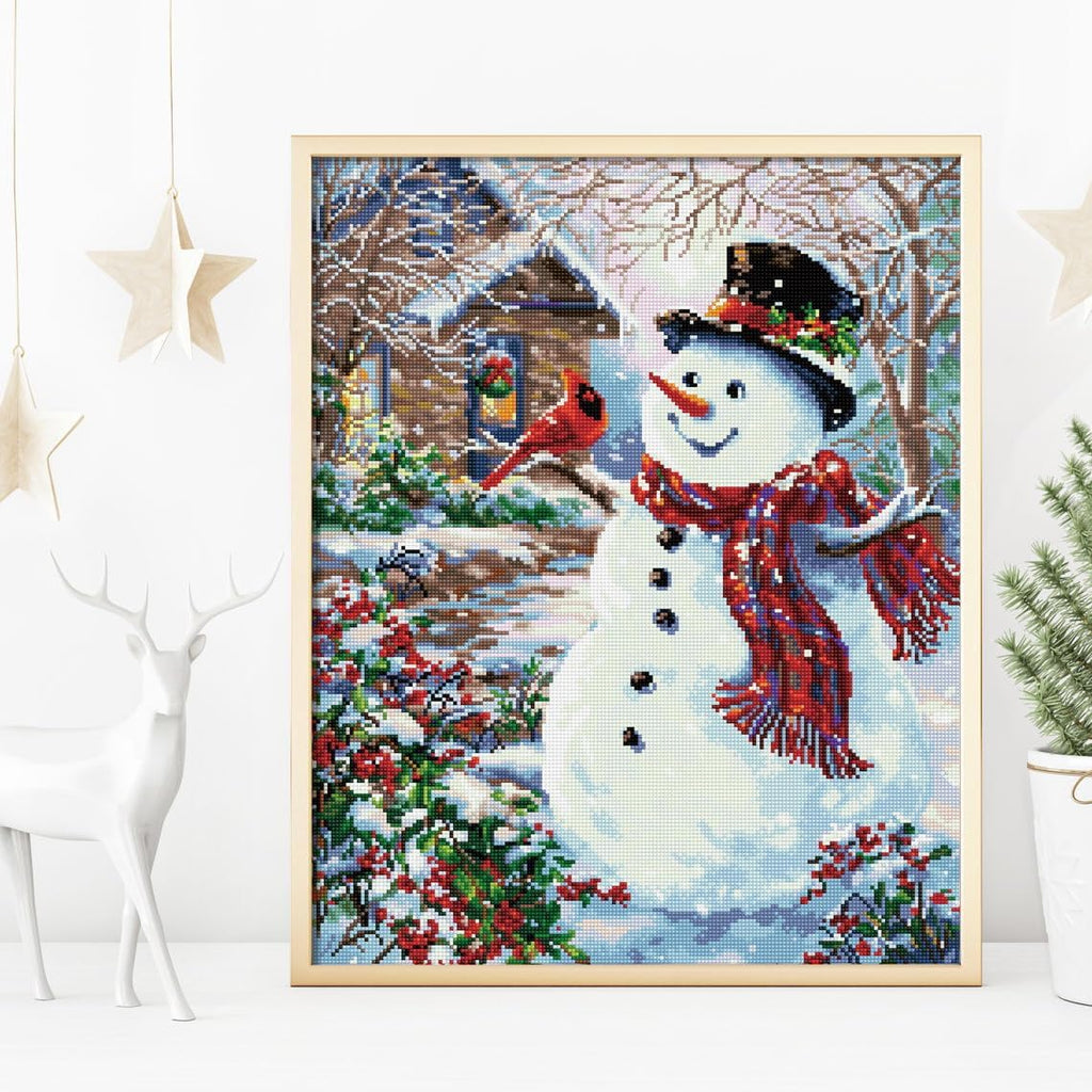 DIAMON DOT Kit Snowma Feathere Friend Ful Drill Roun Dotz Diamon Paintin Kits Diamon Ar Kit fo Adults Ge Art Diamon Art Kits 24.4inchx19.7inch