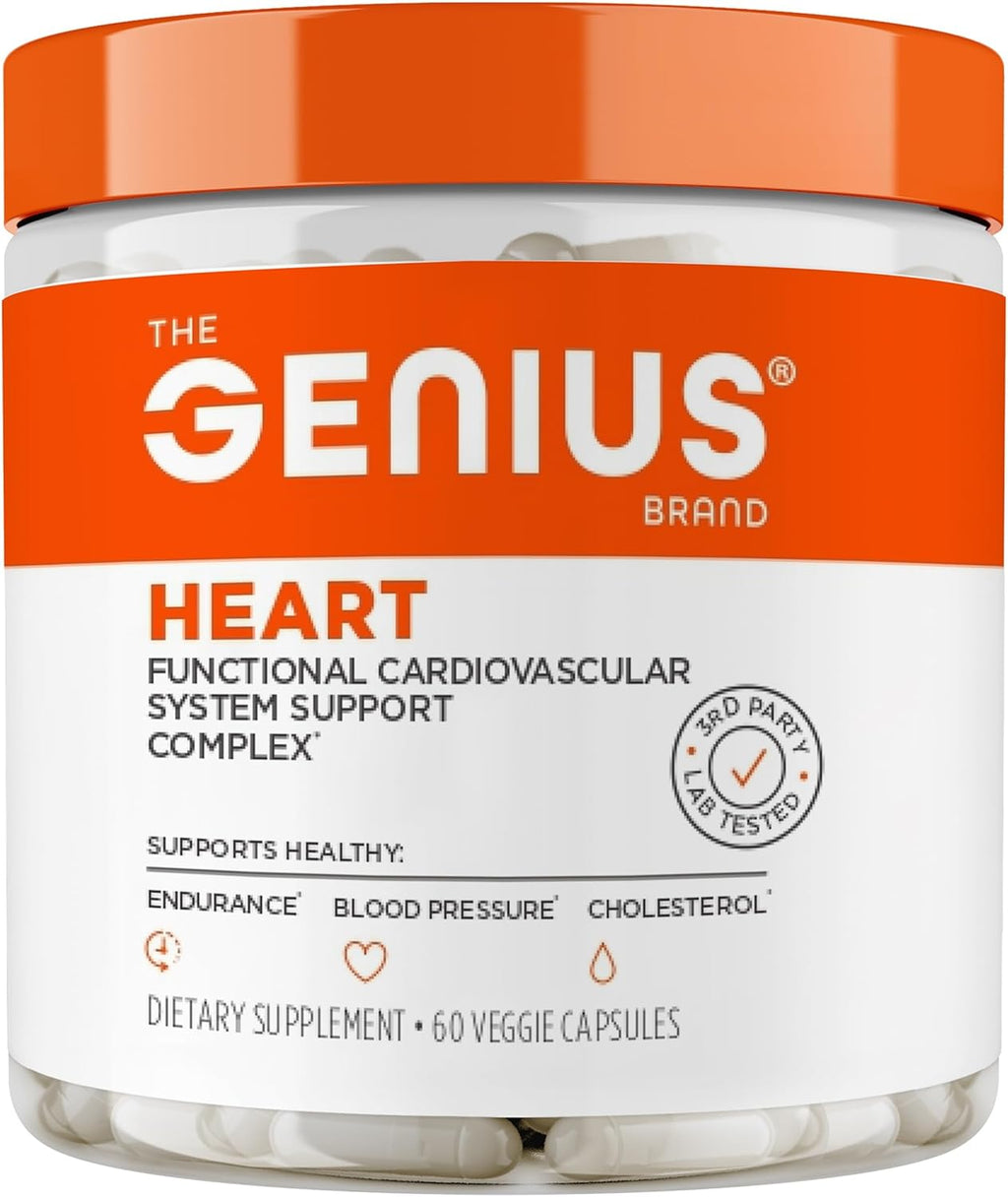 Th Geniu Bran Geniu Hear Adul Healt Supplemen fo Dail Hear Functio Suppor Support Bloo Oxyge Flo Wit Grapesee Extrac Mor Non-GMO Gluten-Fre Vega 6 Veggi Pills