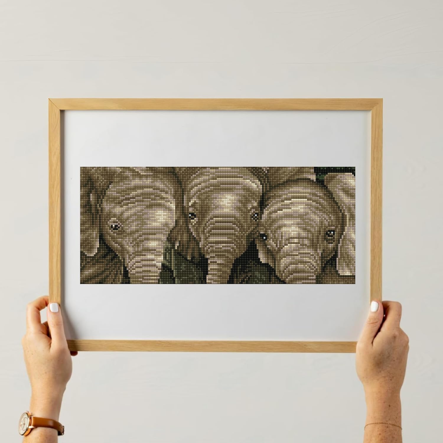 DIAMON DOT Trun Cal Elephan Diamon Paintin Kit fo Adult Diamon Ar Kit Relaxin Creativ Craf Ki wit Dot Gem 10.4inchx18.3inch