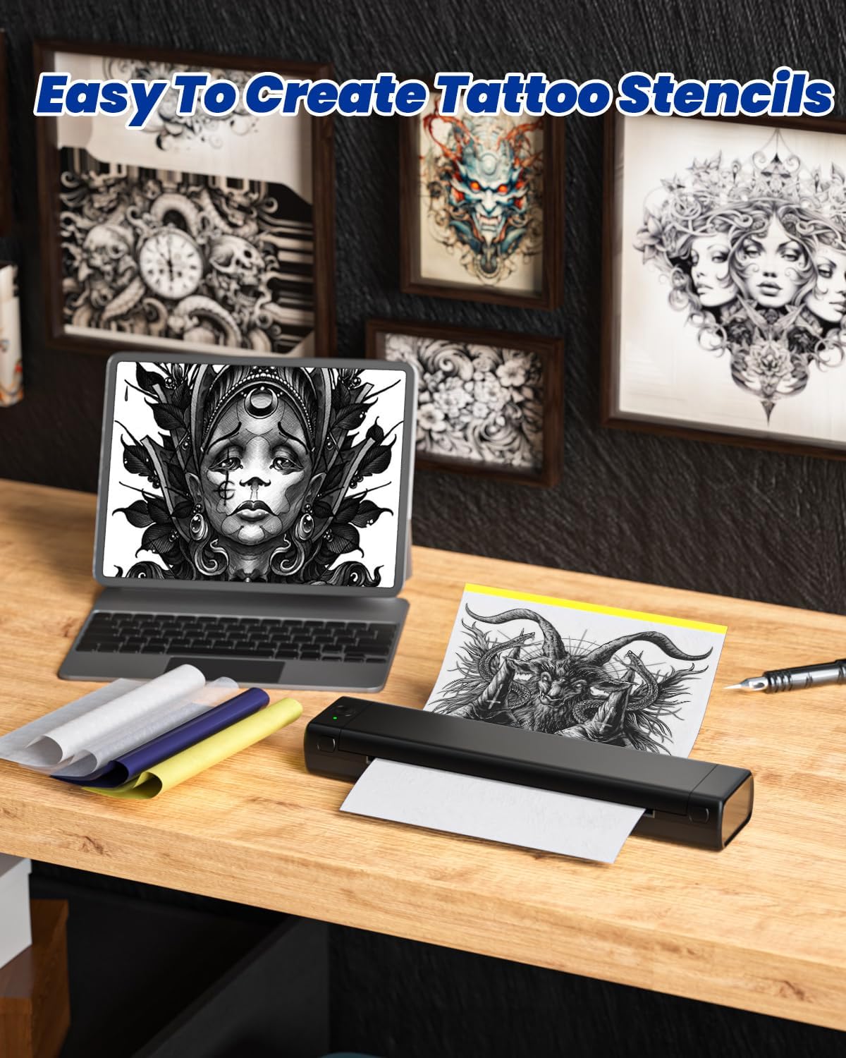 Phomem Tatto Transfe Paper 10 Sheet Stenci Transfe Pape fo Tattooing A Siz Therma Tatto Stenci Pape Compatibl wit M08 TP81/83/86/87/8 Printe Tatto Supplies