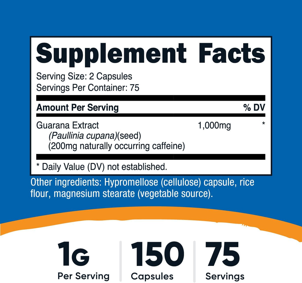 Nutricos Guaran 1000m Serving 15 Vegetaria Capsule Natura Herba Brazilia Caffein Energize Supplement