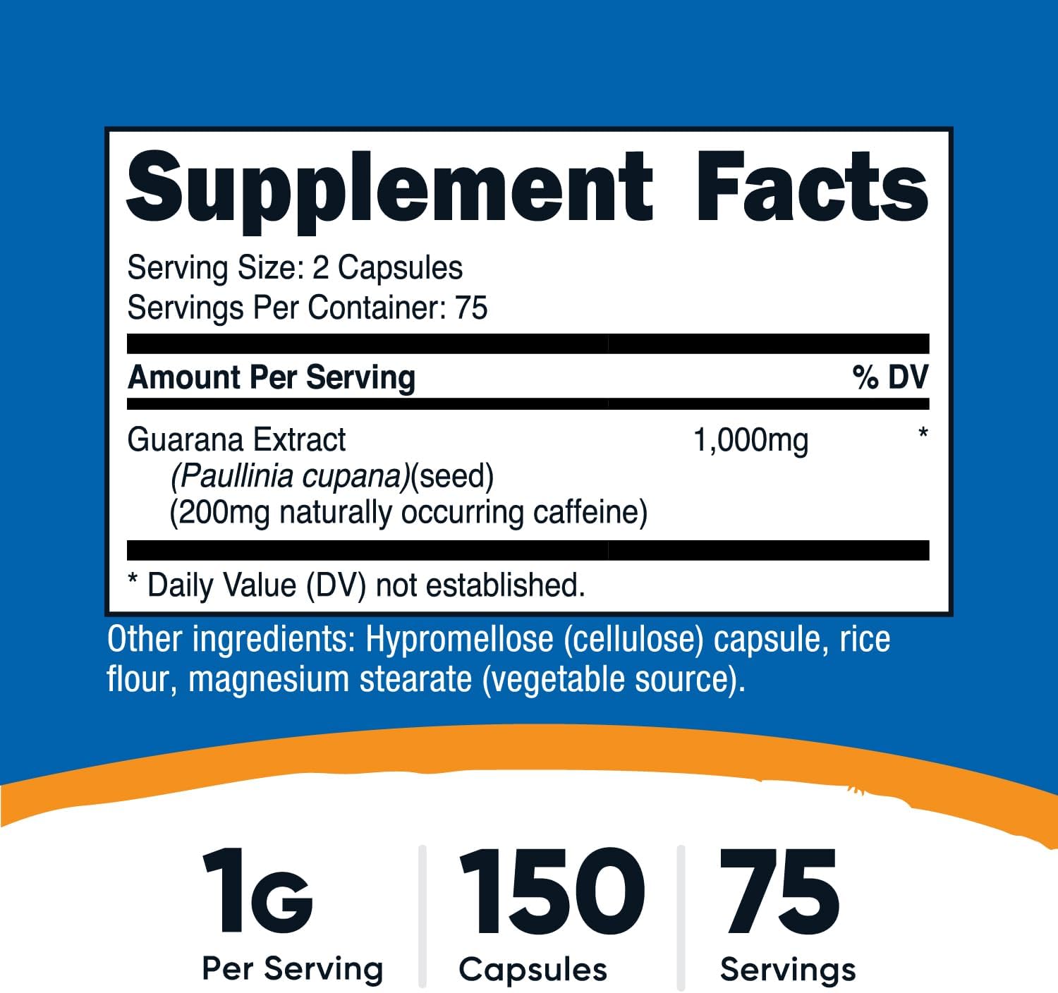 Nutricos Guaran 1000m Serving 15 Vegetaria Capsule Natura Herba Brazilia Caffein Energize Supplement
