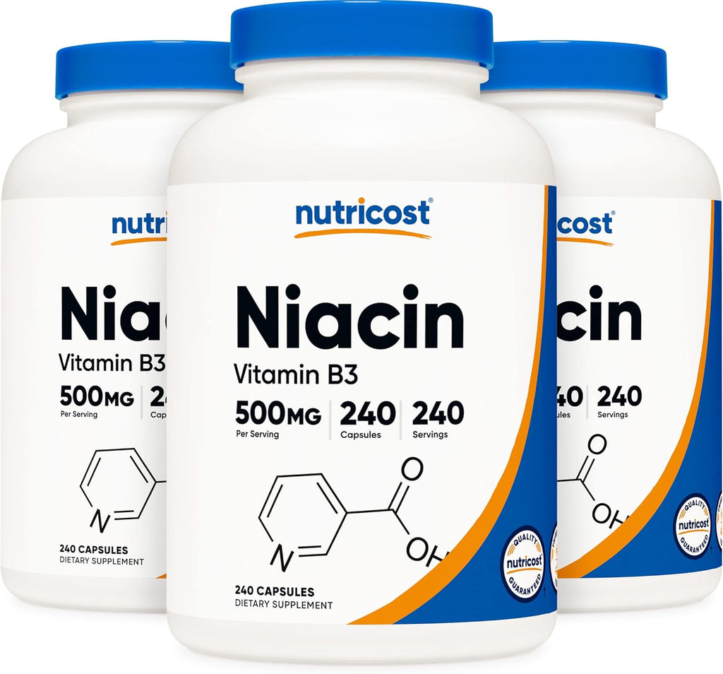 Nutricost Niacin (Vitamin B3) 500mg, 240 Capsules - with Flushing, Non-GMO, Gluten Free