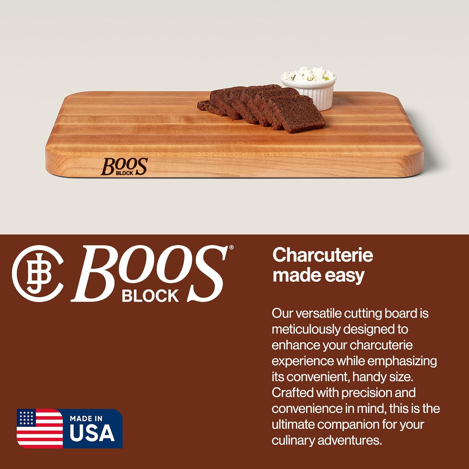 John Boos Chop-N-Slice Series Rectangular Wooden Maple Cutting Board 18¡±x12¡± ¨C 1.25¡± Thick, 8-lb Reversible Butcher Block with Eased Corners, Edge-Grain & Finger Grips ¨C Made in the USA