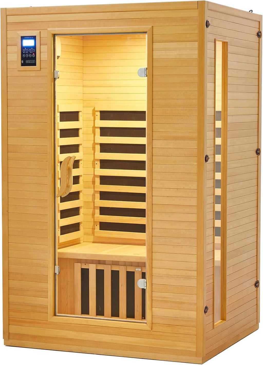 202 Upgrad Perso Sauna Heatin Plat Infrare Physica Therap Woode Dr Stea Sauna Lo EMF MP Auxiliar Connection Dua Control Insid an Outsid Fits Hom Sp Da Use