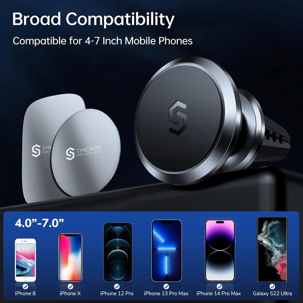 Magneti Phon Holde fo Car Supe Stron Magne Phon Holde Moun Ai Ven 360 Rotatabl Cel Phon Holde Moun fo Ca Compatibl iPhon 1 1 1 1 1 1 1 Pr Max X XR,Android