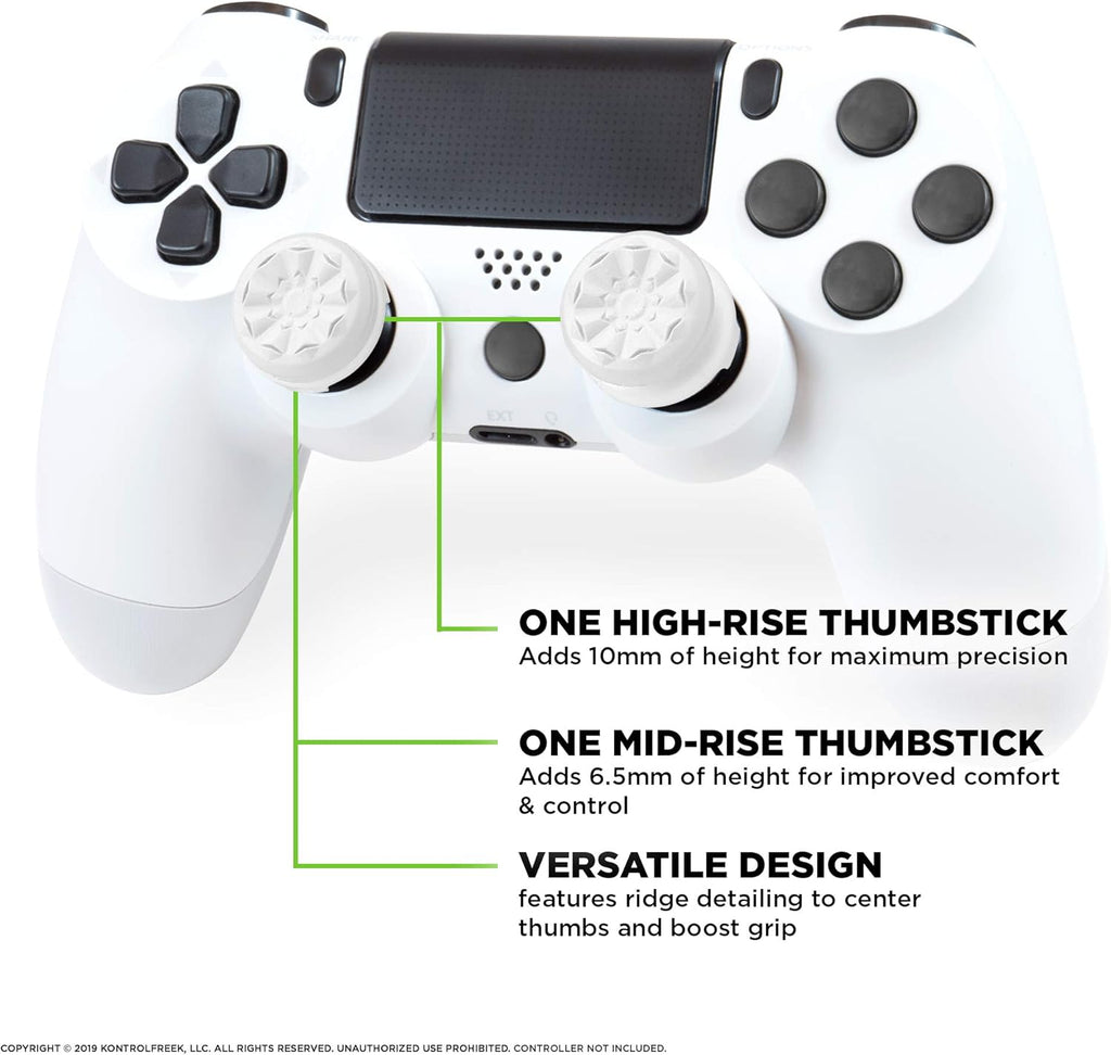 KontrolFree FP Free Galax Whit fo PlayStatio (PS4 an PlayStatio (PS5 Performanc Thumbstick  High-Rise Mid-Ris White