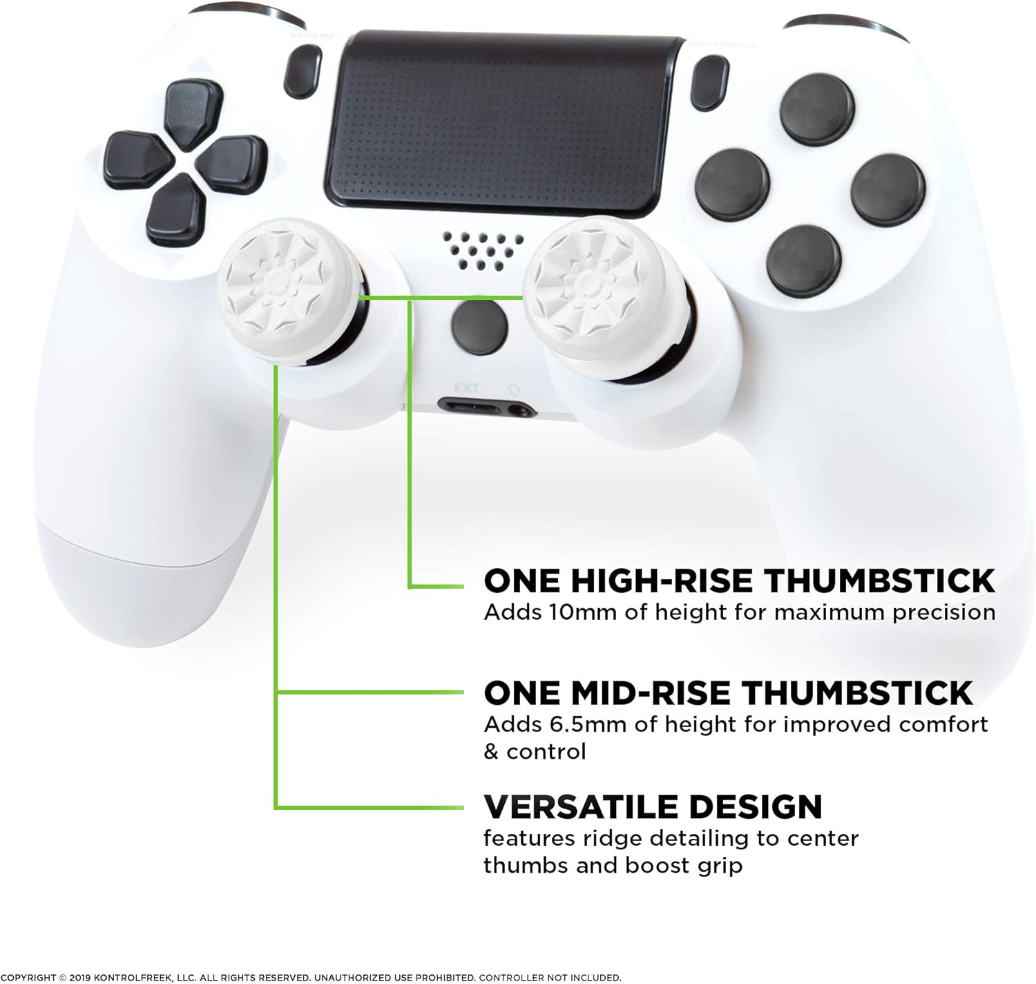 KontrolFree FP Free Galax Whit fo PlayStatio (PS4 an PlayStatio (PS5 Performanc Thumbstick  High-Rise Mid-Ris White