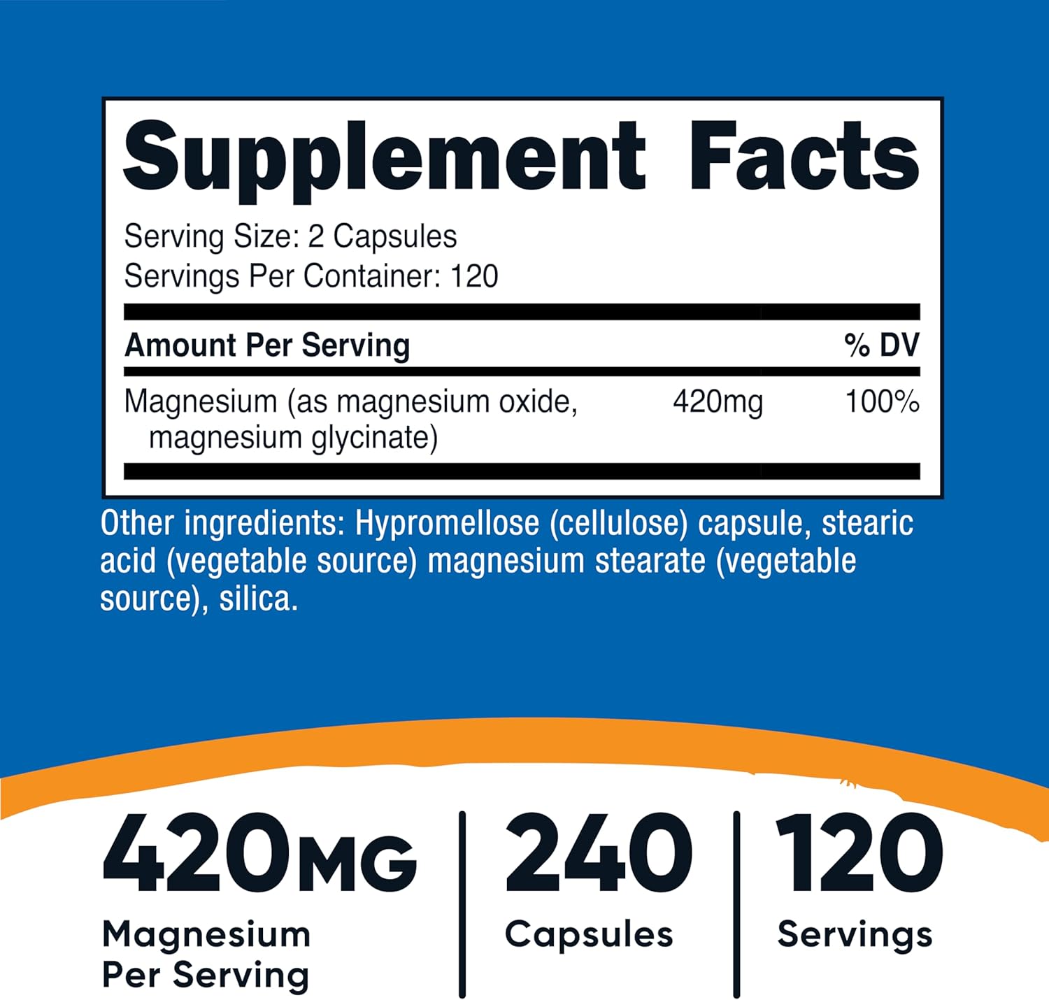Nutricost Magnesium+ Extra Strength 420mg, 240 Capsules - 120 Servings. Magnesium Oxide and Glycinate - Non-GMO, Gluten Free, Vegan Friendly