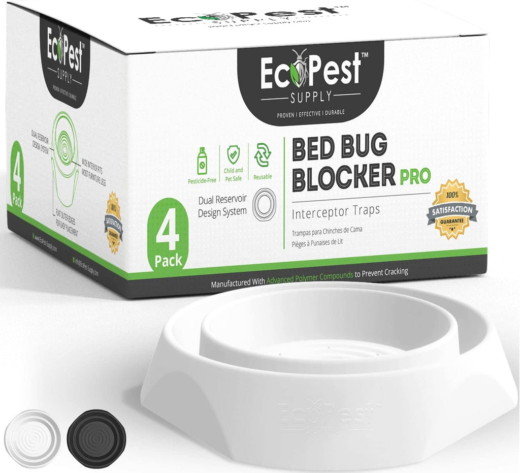 Bed Bug Interceptors ¨C 4 Pack | Bed Bug Blocker (Pro) Interceptor Traps (White) | Insect Trap, Monitor, and Detector for Bed Legs