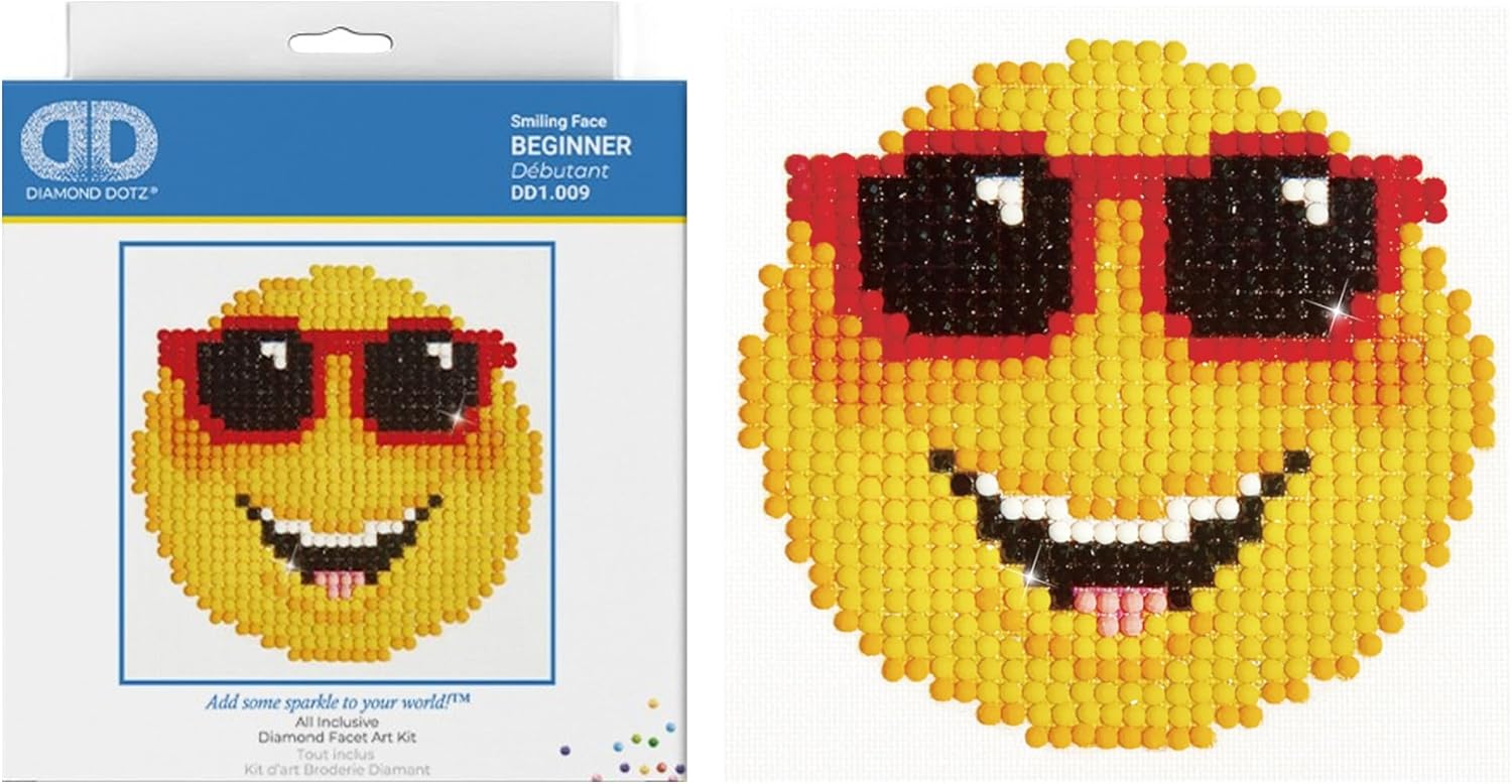DIAMON DOT Smilin Fac Emoj Diamon Paintin Kit fo Adult Diamon Ar Kit Relaxin Creativ Craf Ki wit Dot Gem 4.2inchx4.2inch
