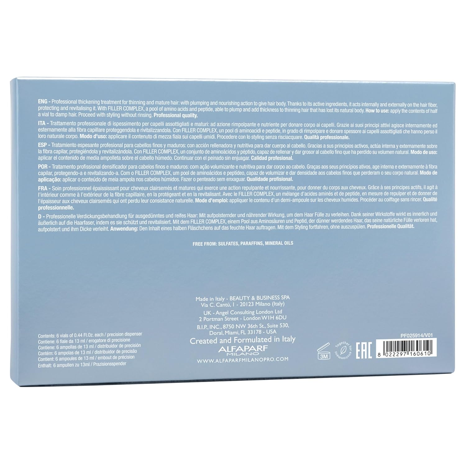 Alfapar Milan Sem d Lin Densit Thickenin Leave-I Treatmen fo Thi Hai Therma Protectio Build Body Plump Hai Volumizin Hai Produc Youthfu an Thicke Hai  Vials