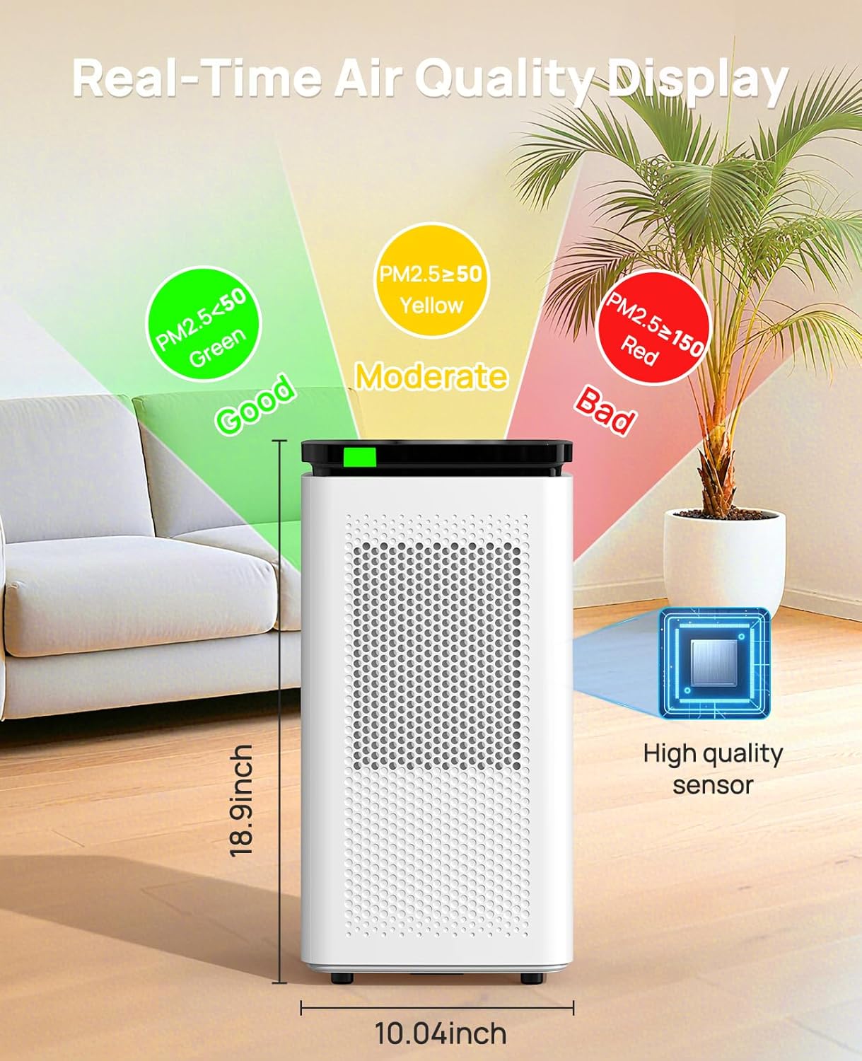 Ai Purifier fo Hom Larg Room u t 350 Ft2 H1 Tru HEP 0. Micro 99.97 Filtratio wit Carbo Filter 23 CF CADR Remove Allergens Pe Odor Smoke VOCs 30d Slee Mode PM2. Display
