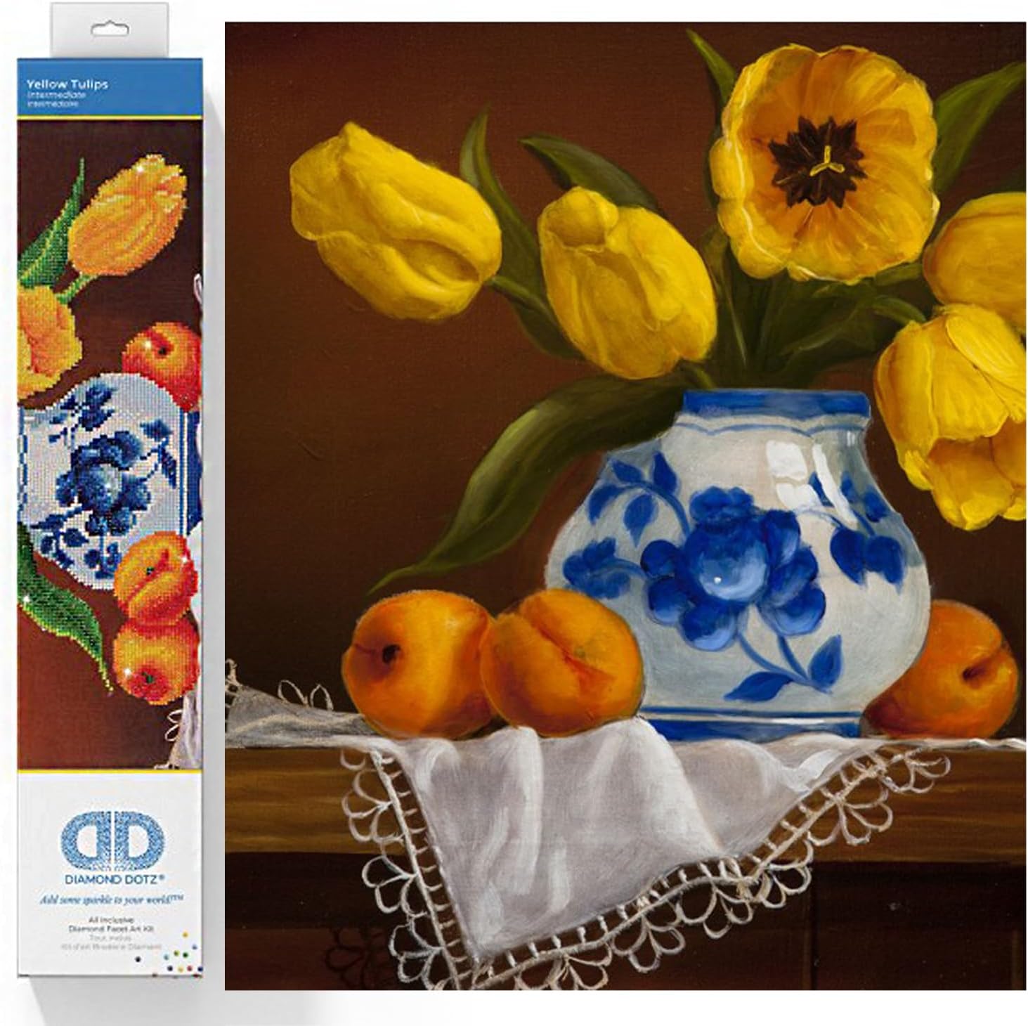DIAMON DOT Yello Tulip Partia Dril Roun Dot Diamon Paintin Ki fo Adults 16''x20''