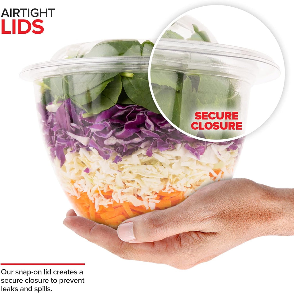 Stock Your Home Plastic Bowls with Lids (50 Count) 48 Oz. Disposable To-Go Containers ¨C Large Airtight Bowls for Dinner or On-the-Go Meals