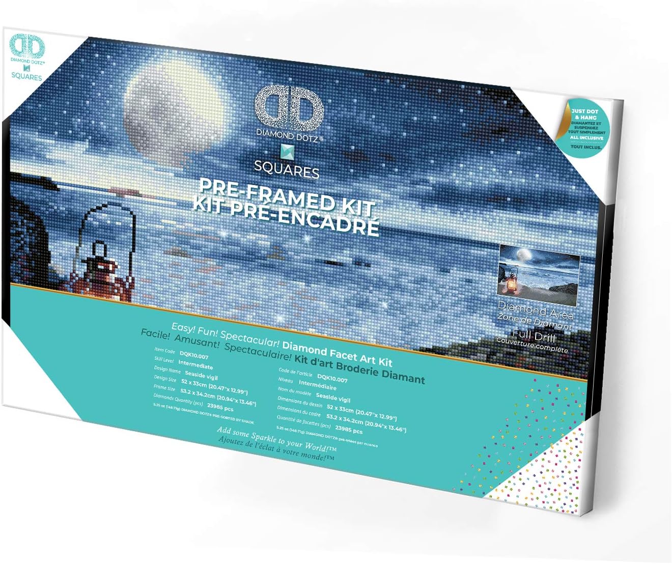 DIAMON DOT Seasid Vigi Pre-Frame Ki Scener Diamon Paintin Kit fo Adult Diamon Ar Kit Relaxin Creativ Craf Ki wit Dot Gem 20inc x13