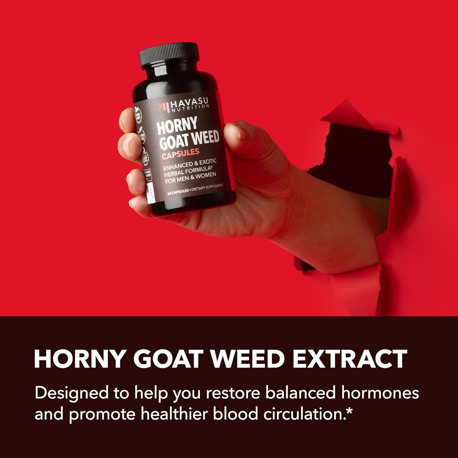 Unisex Horny Goat Weed Capsules for Men Women - Extra Strength Performance Energy Support with Tongkat Ali, Muira Puama, and Saw Palmetto - 10 Count - Herbal Supplement for Increased Endurance