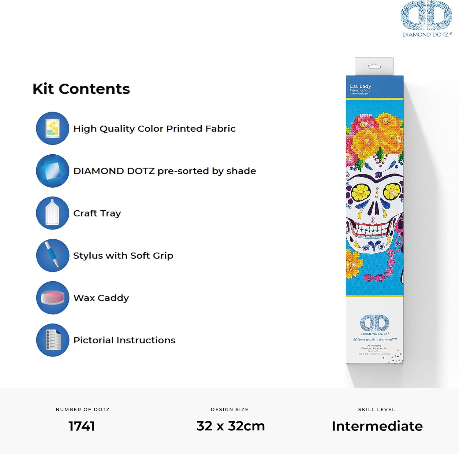 DIAMON DOT Ca Lad Suga Skul Diamon Paintin Kit fo Adult Diamon Ar Kit Relaxin Creativ Craf Ki wit Dot Gem 12.6inchx12.6inch