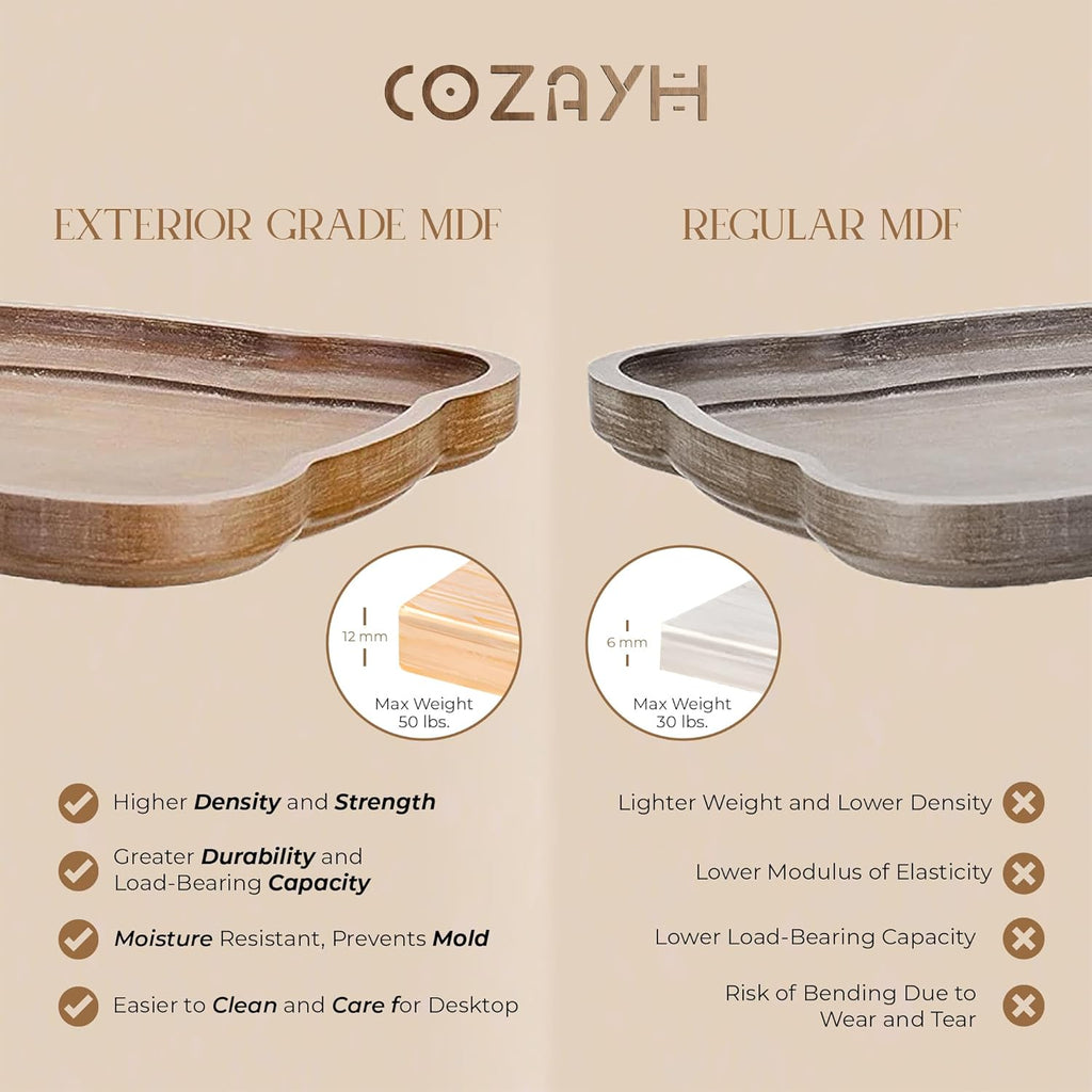 COZAYH Square End Table with Rustic Wood Tray Top and White Curved Legs, 19inchx19inchx25inch ¨C French Country Accent for Bedroom, Living Room, Dining or Entryway ¨C Farmhouse-Style Furniture Piece