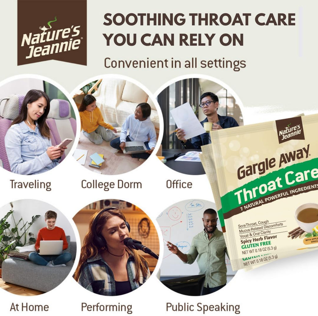 Nature¡¯s Jeannie All-Natural Throat Care ¨C Soothing Botanical Rinse for Throat, Mucus-Related, Oral, Vocal Clarity - Seasonal & Daily Wellness (20 Packets, Warming Spicy Herb Flavor)