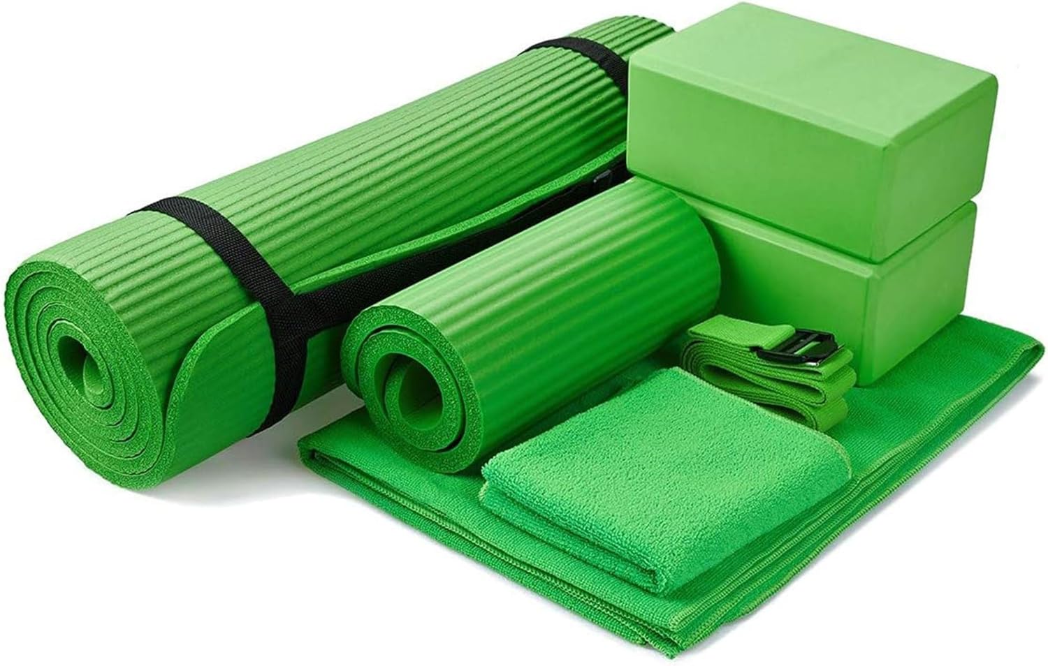 BalanceFrom 7-Piece Yoga Set with 71x24x0.5 Inches Extra Thick Mat and Carrying Sling ¨C Includes 2 Blocks, Stretch Strap, 2 Towels, and Knee Pad for Home, Studio, and Gym Workouts