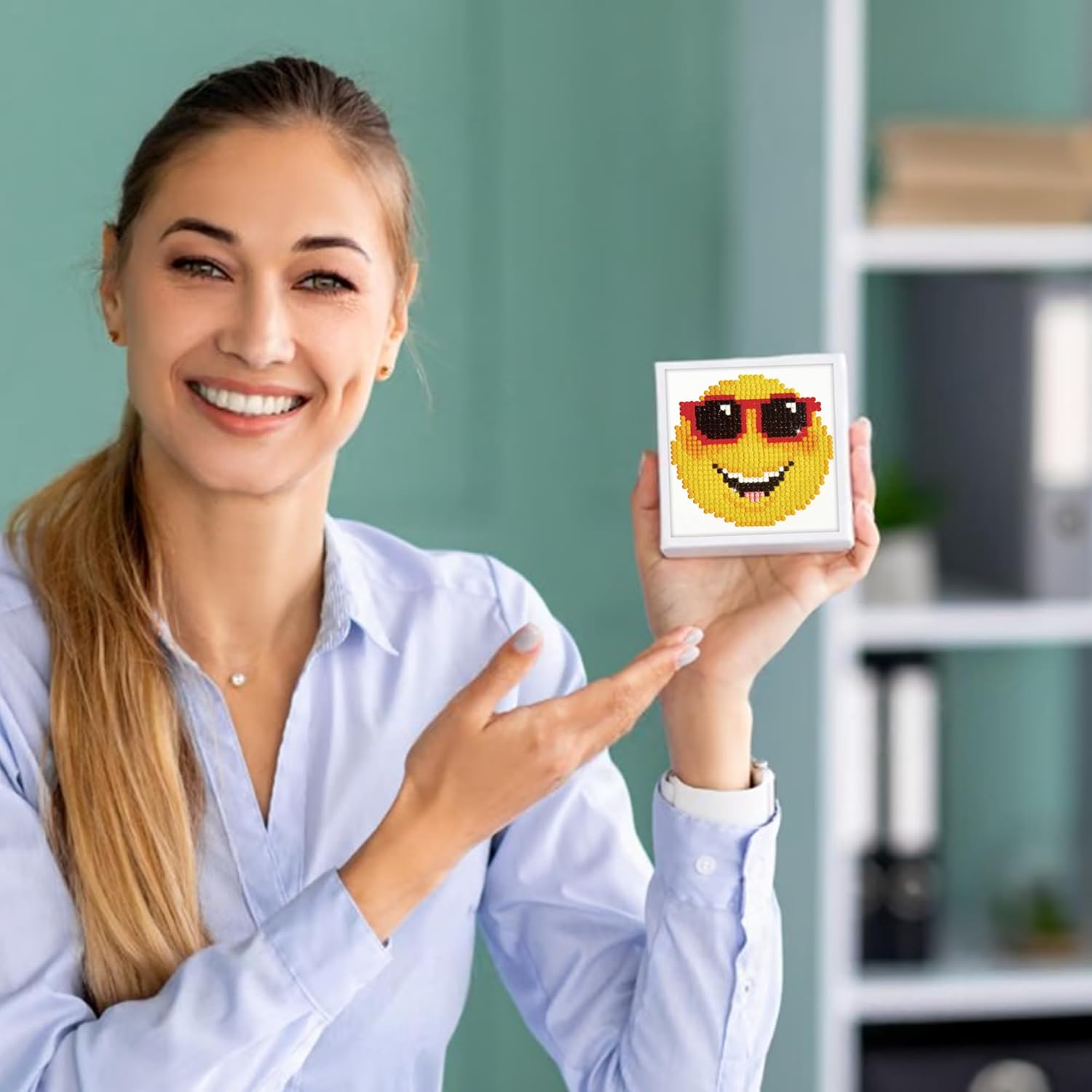 DIAMON DOT Smilin Fac Emoj Diamon Paintin Kit fo Adult Diamon Ar Kit Relaxin Creativ Craf Ki wit Dot Gem 4.2inchx4.2inch