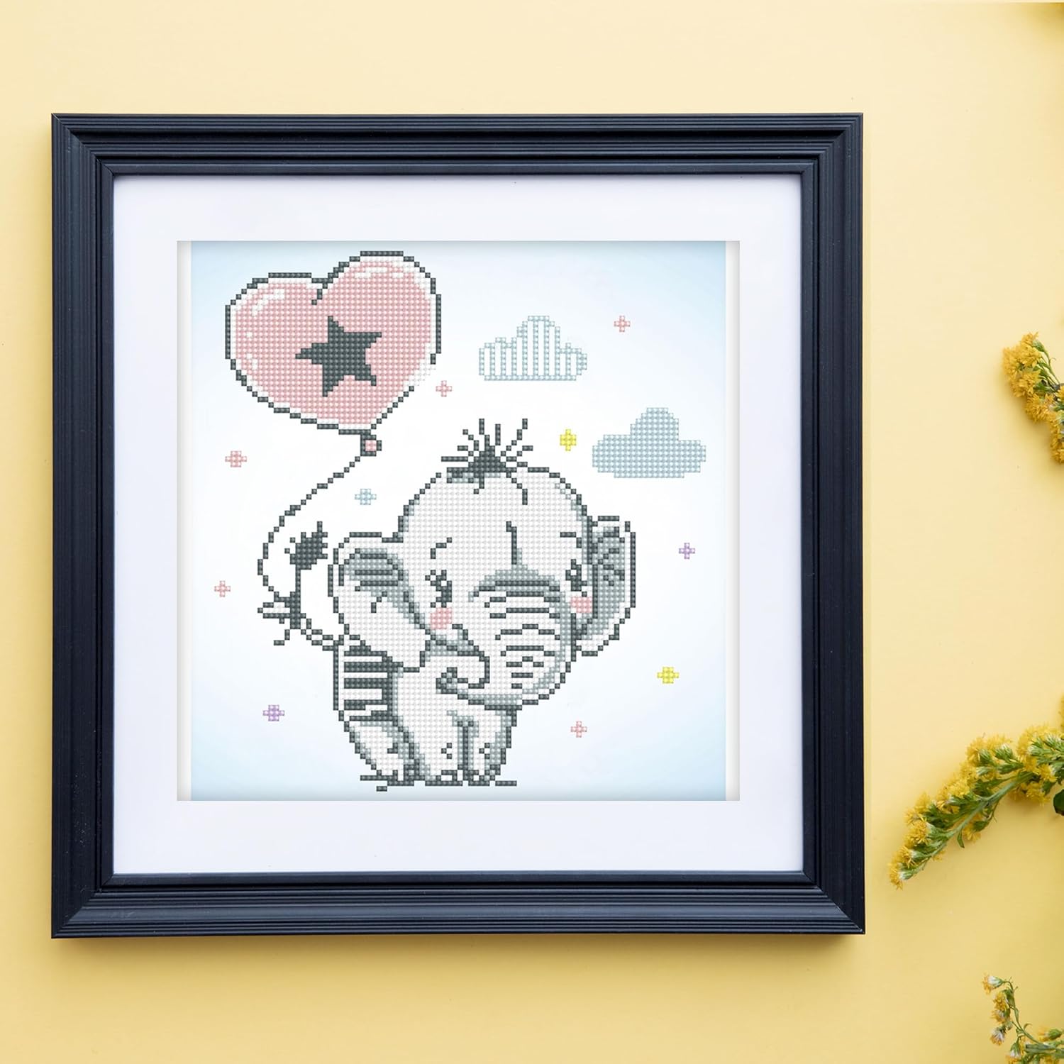 DIAMON DOT Swee Trunk Elephan Diamon Paintin Kit fo Adult Diamon Ar Kit Relaxin Creativ Craf Ki wit Dot Gem 11.8inchx11.8inch