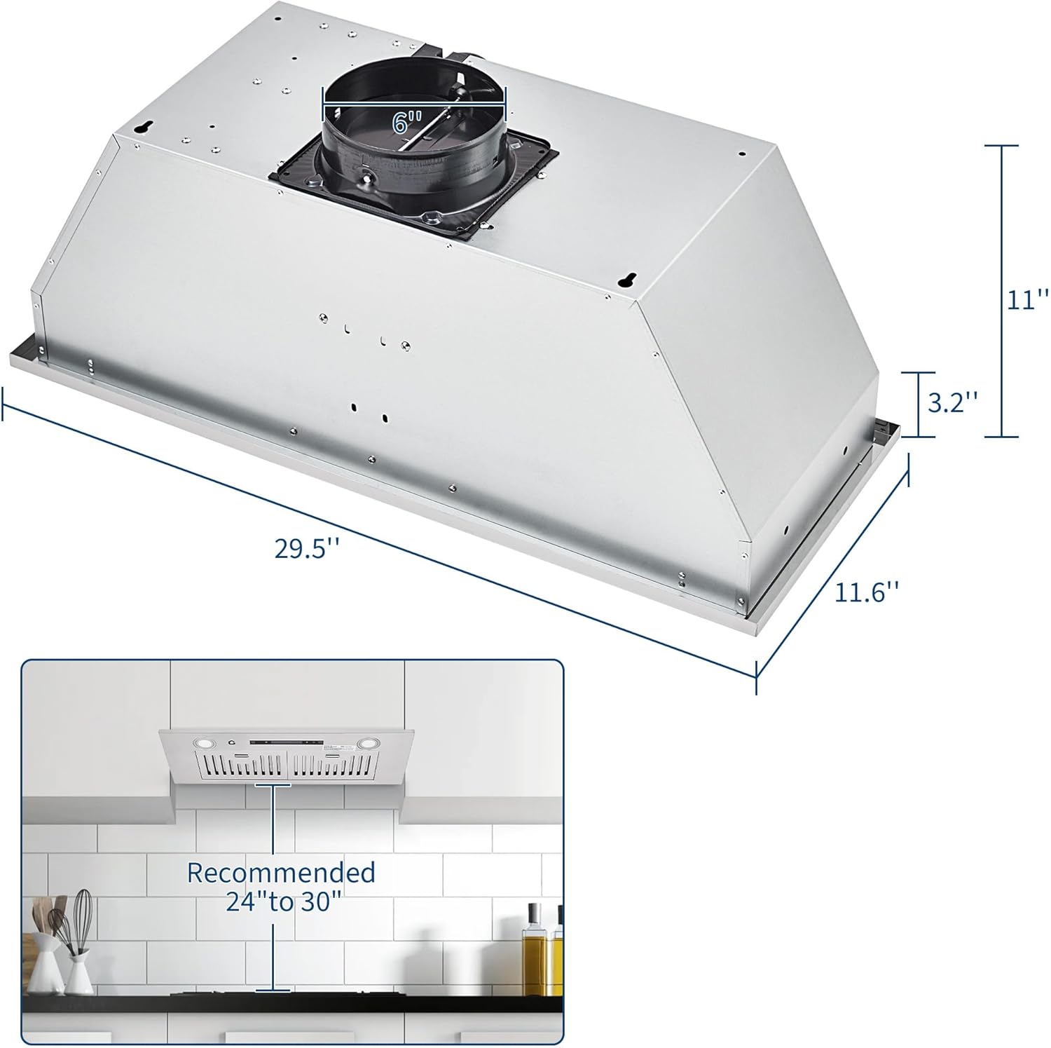 Rang Hoo 3 i Built-In/Inser 450CF Stainles Stee Kitche Ven Hoo wit Gestur Sensin Remot Contro Convertibl Ducted/Ductles 3-Spee Lo Noise