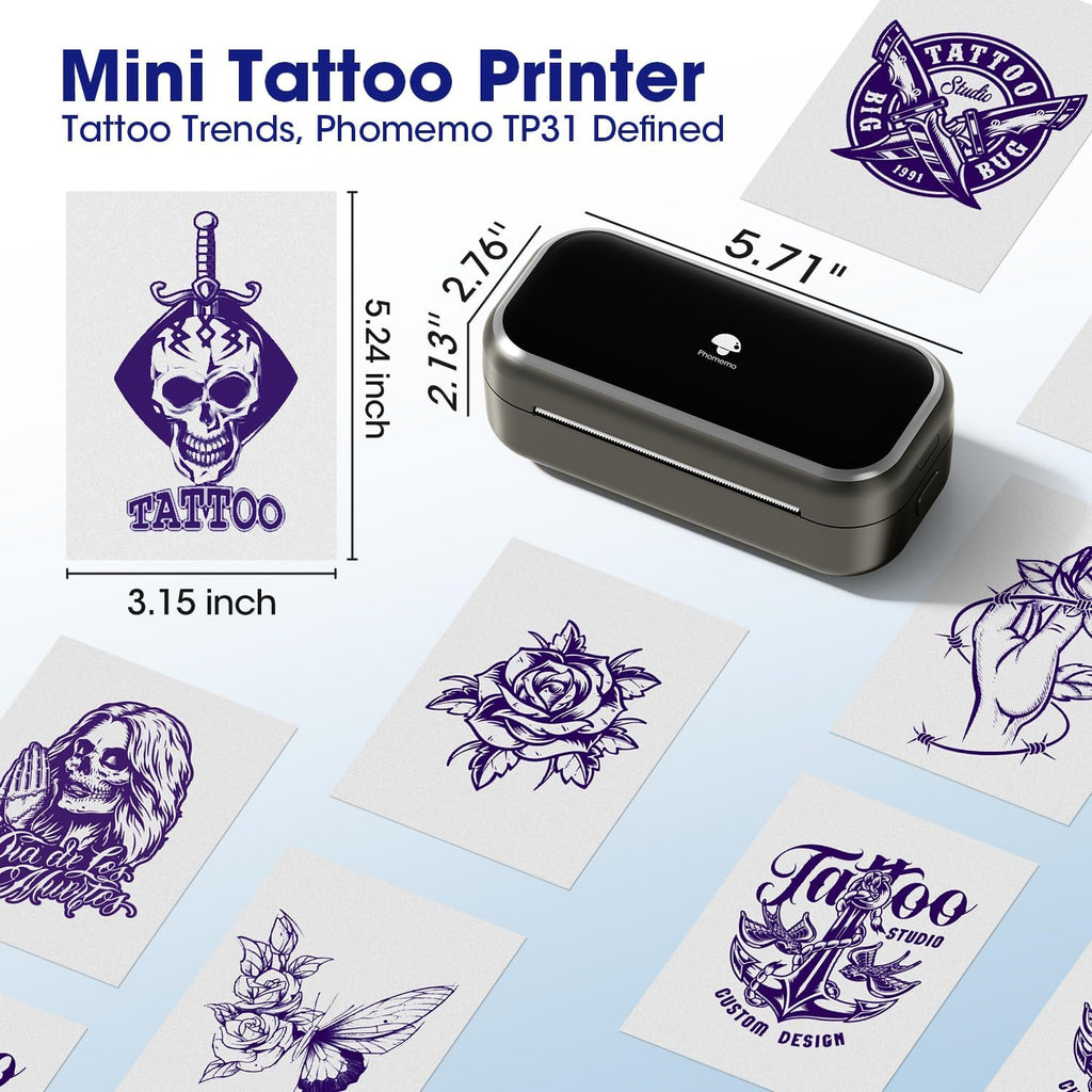 Phomem TP3 Tatto Transfe Pape Onl Fo TP3 Tatto Machine Printer 3.15inc 5.24inc Transfe Paper 100Pcs