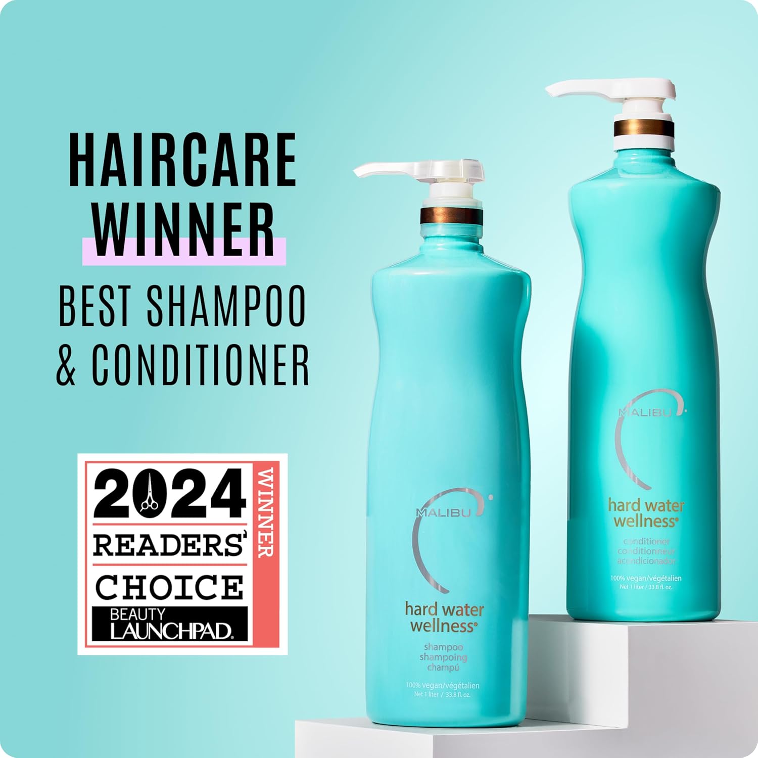 Malib Har Wate Wellnes Shampo an Conditione Du Hydratin Hai Car fo Shin Manageabilit Protect fro Waterborn Element Tha Caus Dry Damage Hai (33.8oz)