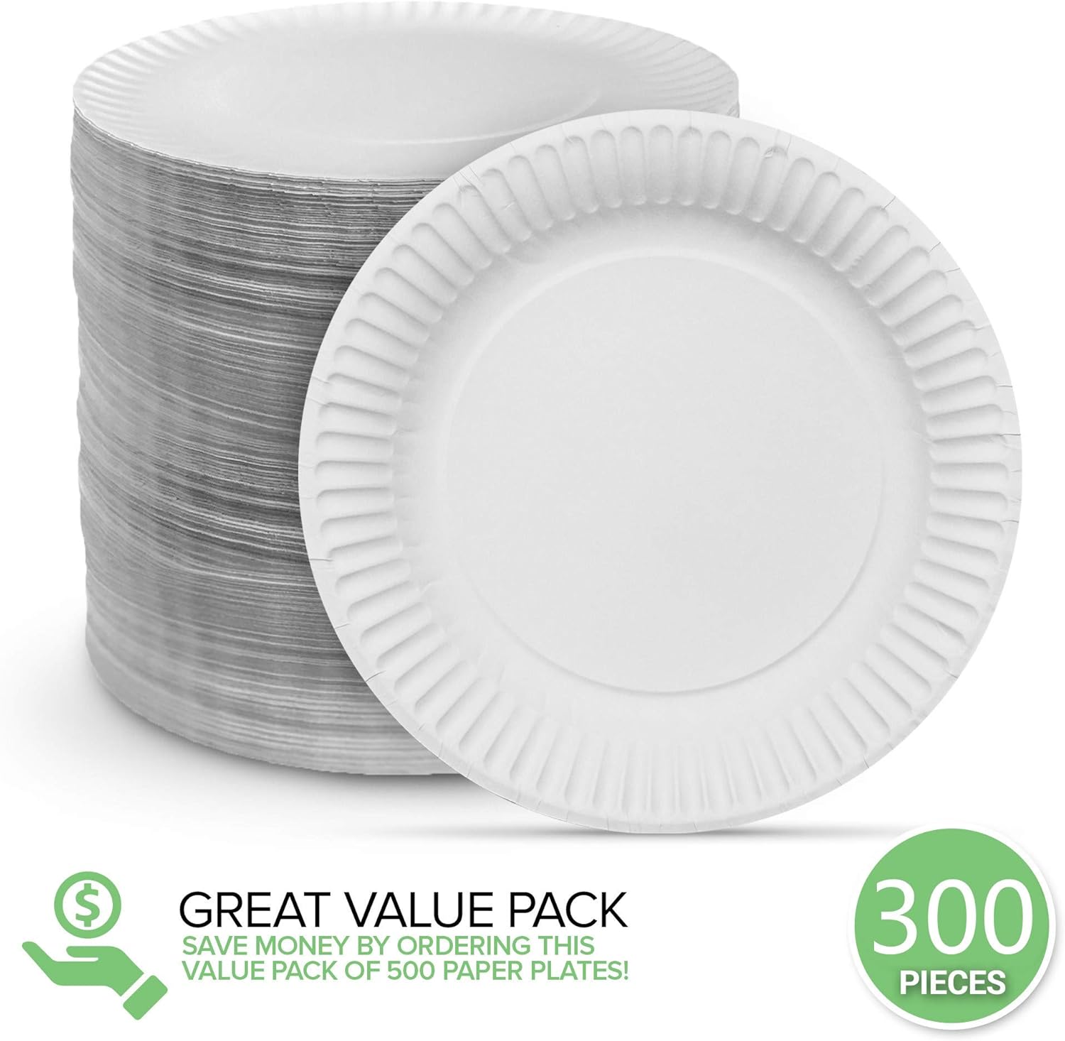 Stock Your Home 6-Inch Paper Plates Uncoated, Everyday Disposable Dessert Plates 6inch Paper Plate Bulk, White, 300 Count