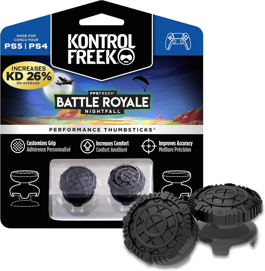 KontrolFreek FPS Freek Battle Royale Nightfall for PlayStation 4 (PS4) and PlayStation 5 (PS5) | Performance Thumbsticks | 2 High-Rise Convex Black