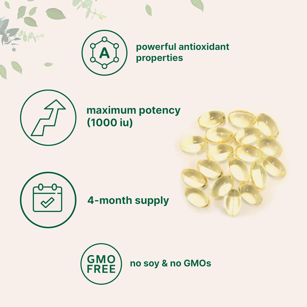 Micr Ingredient Vitami 1000IU 24 Softgel Pur Vitami Oi Pill Antioxidan Supplement fo Skin Face Heart Immun Healt Non-GMO Glute Free