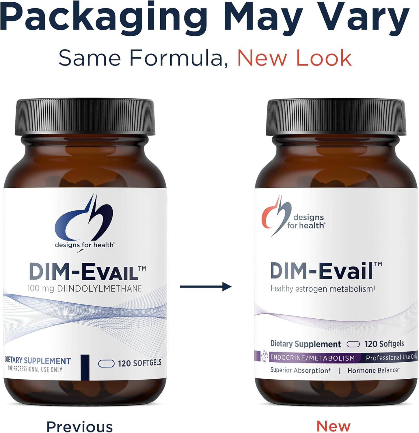 Designs for Health DIM-Evail - 100mg DIM Supplement Enhanced Absorption Diindolylmethane - Supports Healthy Estrogen Metabolism & Women's Health - Non-GMO & Soy-Free (120 Softgels)