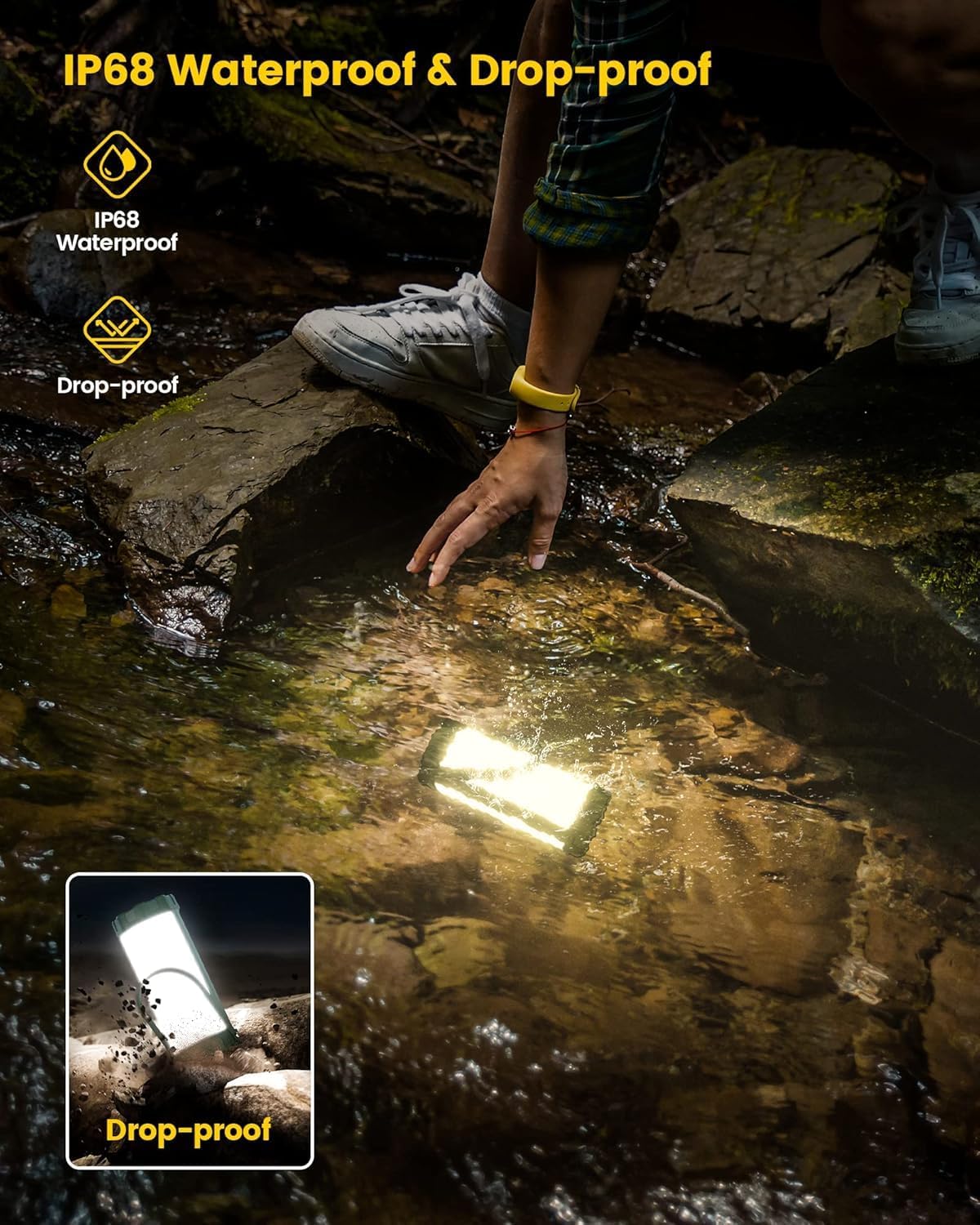 Glocusent 106 LED Camping Lights, Up to 80Hrs, 5000mAh Camping Lantern Rechargeable with 5 Brightness 3 Modes & SOS, IP68 Waterproof, Max 1200LM, Lanterns for Power Outages Hiking Emergency Hurricane