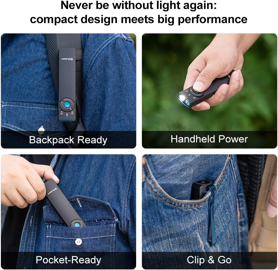 OLIGHT Arkfeld Pro Rechargeable EDC Flat Flashlight with Green Beam, UV and White LED Combo, 1300 Lumens Portable Pocket Lights, Triple Sources for Outdoors Emergency Working (Black CW)