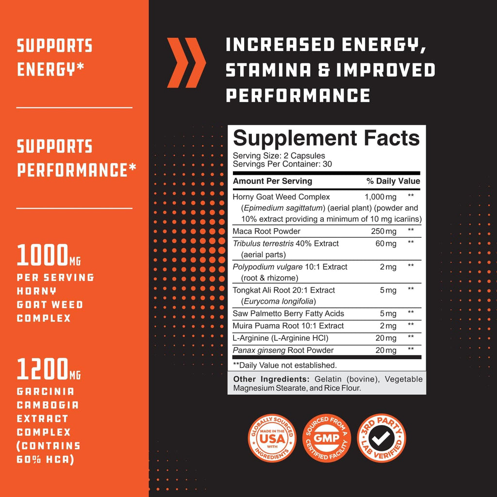 Testosteron Supplemen fo Me Testosteron Booste fo Me wit Horn Goa Weed Mac Root Tongka Al Tribulu Terrestri Energ Support Performanc Enhancer Muscle Buildin 6 Capsules