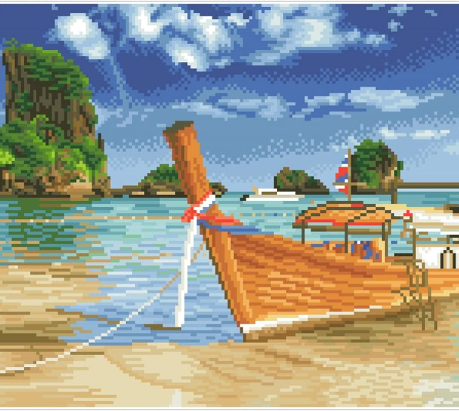 DIAMON DOT Tha Escap Pre-Frame Ki Scener Diamon Paintin Kit fo Adult Diamon Ar Kit Relaxin Creativ Craf Ki wit Dot Gem 20.5inchx13.8inch