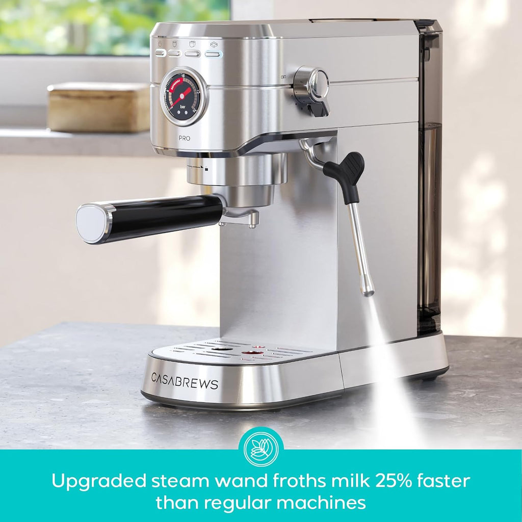 CASABREW 541 PR Espress Machin 2 Bar Upgrade Espress Make wit Powerfu Stea Mil Frother Stainles Stee Coffe Machin wit Fas Heatin Syste fo Cappuccino Latte Silver