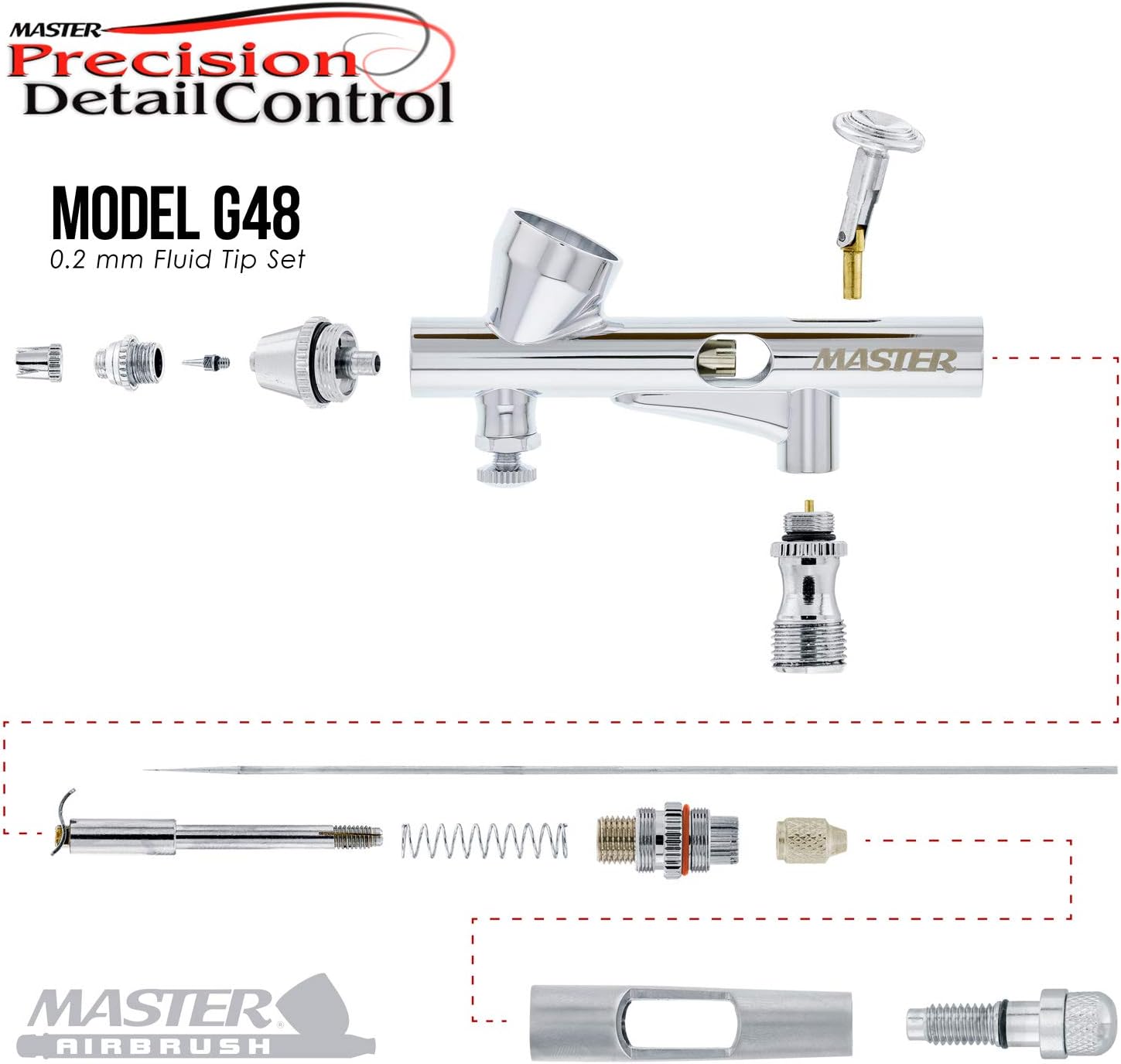 Maste Airbrus Hig Precisio G4 Dual-Actio Gravit Fee Airbrush 0. m Tip Smal 1/1 o Cup Ai Control