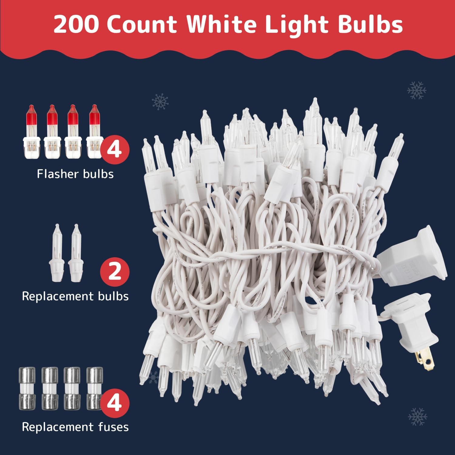 PREXTEX 200 Count Clear Christmas Lights - 40 ft Warm White Xmas Lights String Bulbs with White Wire for Indoor and Outdoor Holiday Decor, Trees and More