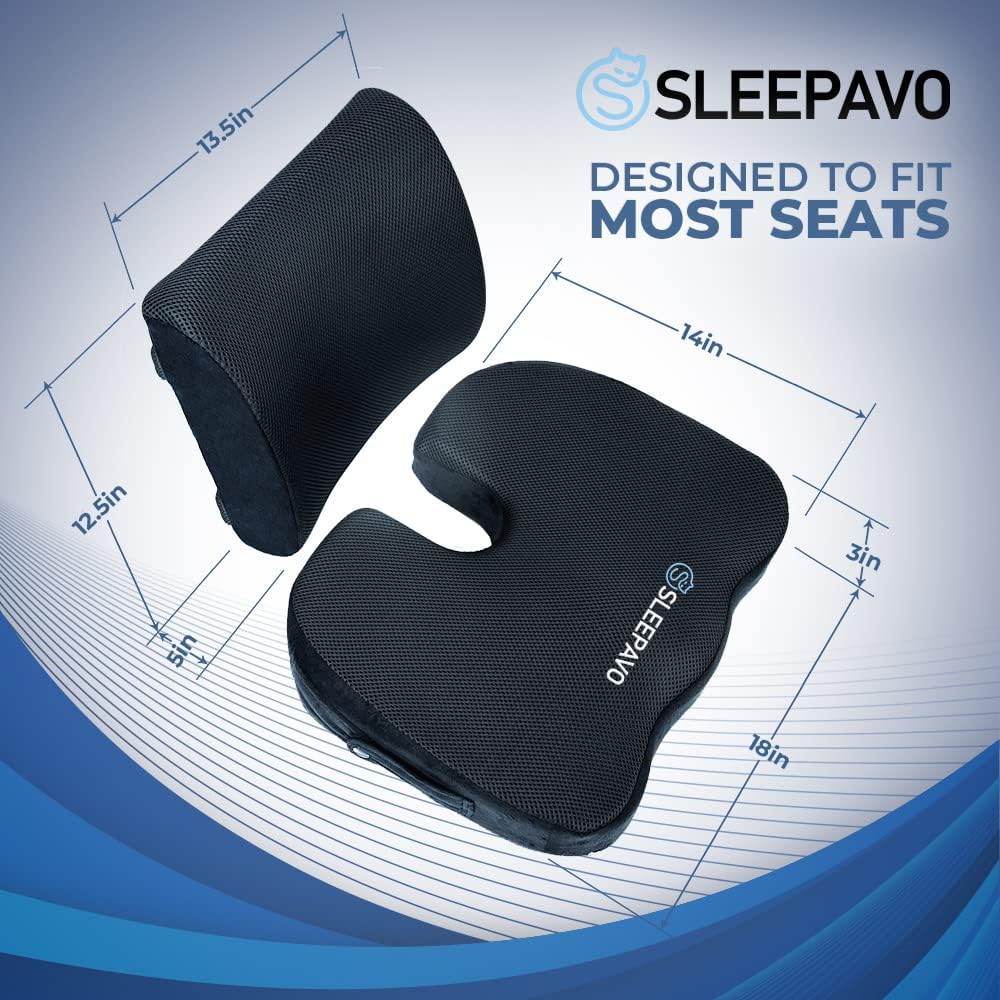 Sleepav Memor Foa Sea Cushio fo Offic Chair-Orthopedi Bac an But Pillo fo Sciatic Tailbon Coccy Hi Pai Relie fo Sitting Gaming Desk Car Airplane-Padde Lumba Suppor Pillow