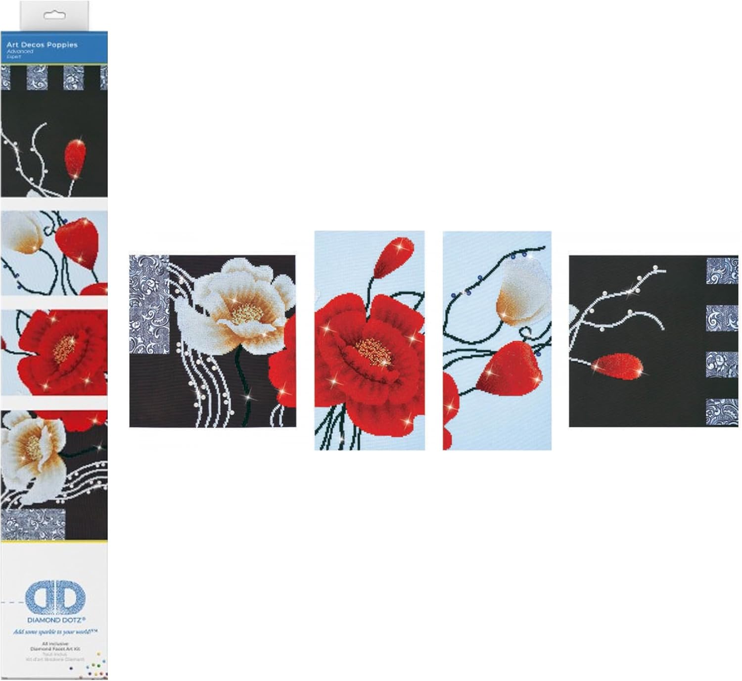 DIAMON DOT Dec Poppie Flora Diamon Paintin Kit fo Adult Diamon Ar Kit Relaxin Creativ Craf Ki wit Dot Gem 19.7inchx55.9inch