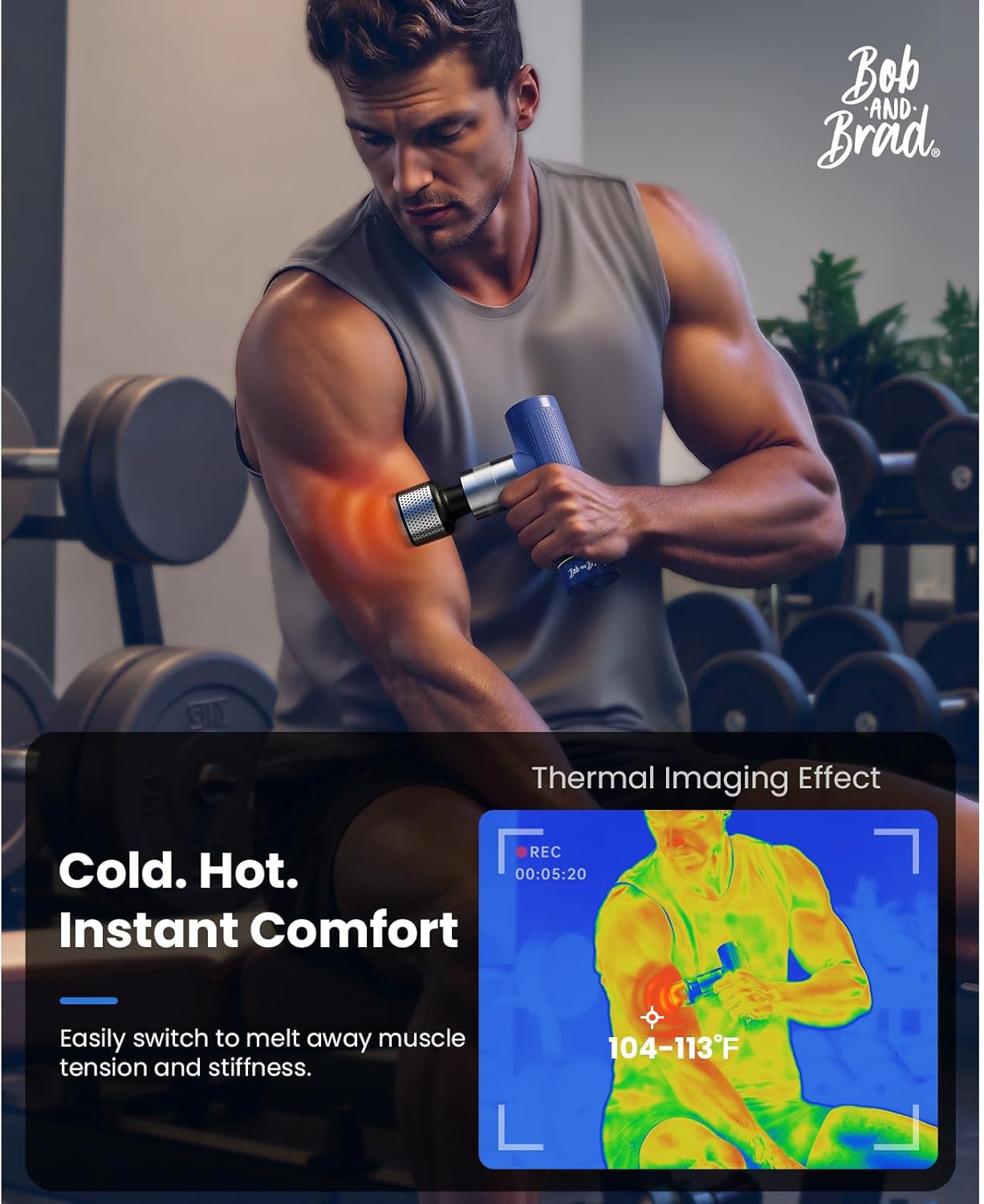 BOB AND BRAD A7 Pro Massage Gun Deep Tissue Percussion Massager with Heat & Cold Therapy ¨C 11mm Amplitude, 40lbs Stall Force ¨C Quiet Muscle Relief Gun for Athletes & Pain Recovery, FSA-HSA Eligible