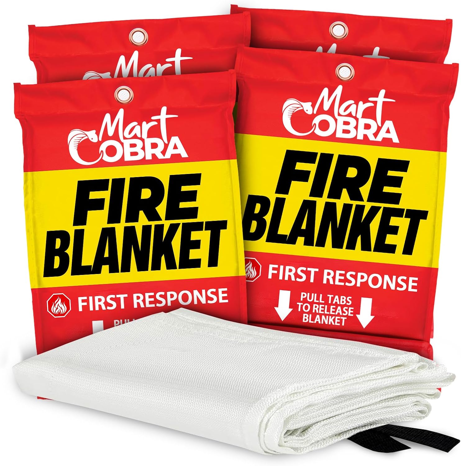 Mart Emergency Fire Blanket for Home and Kitchen - 4 Pack - Fire Blankets Emergency for Home Safety 40¡± x 40¡± - Suppression Shield Retardant Extinguisher Fiberglass Welding Fireproof Cloth Towel