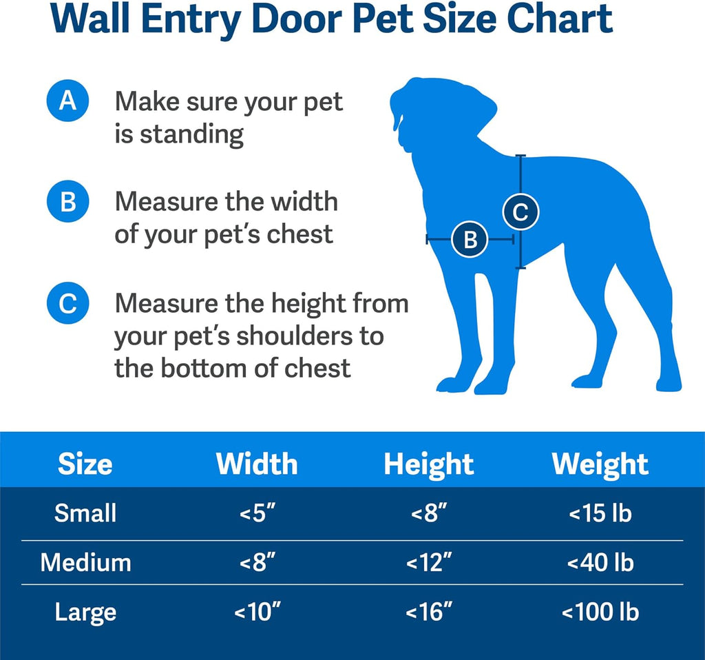 PetSafe Wall Entry Pet Door - Rust-Free Telescoping Frame - Easy Install for Interior Exterior Walls 4 3/4inch - 7inch Thick - Large - for Pets Up to 100 Lb