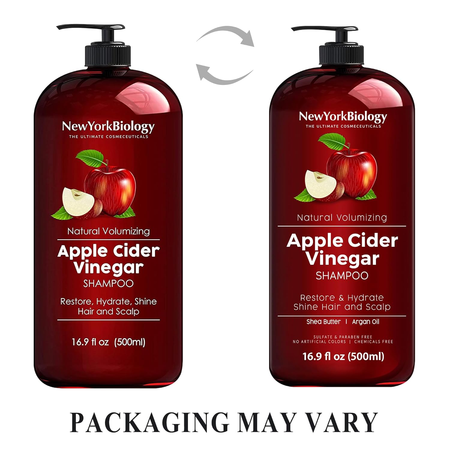 New York Biology Apple Cider Vinegar Shampoo - Helps Restore Shine, Hair Gloss and Hydration to Dry Hair and Itchy Scalp ¨C Clarifying and Nourishing ¨C Safe for All Hair Types - 16.9 fl Oz